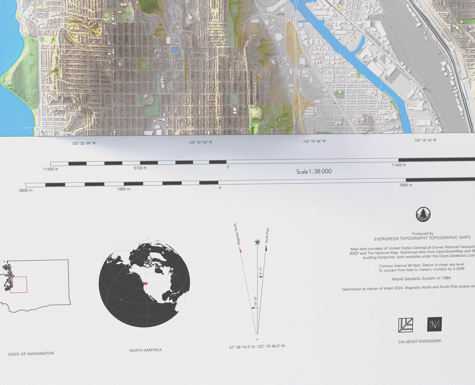 Seattle Topographic Map Print: Shaded Relief 3D Elevation (24x32) - Etsy