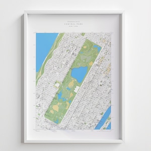Central Park Zeitgenössische Topographie, hochdetaillierte 24 "x 32" schattierter Reliefdruck mit 3D-Gefühl von New York