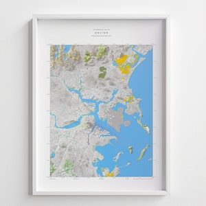 Topographie de Boston, relief ombré 24 x 81 cm très détaillé, impression de carte d'altitude avec impression 3D de Boston, Massachusetts