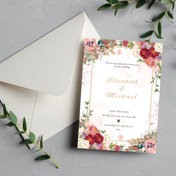 Wedding Invitation Template Wedding Invitation Cards for Your Special Day  Printable Boho Wedding Invite