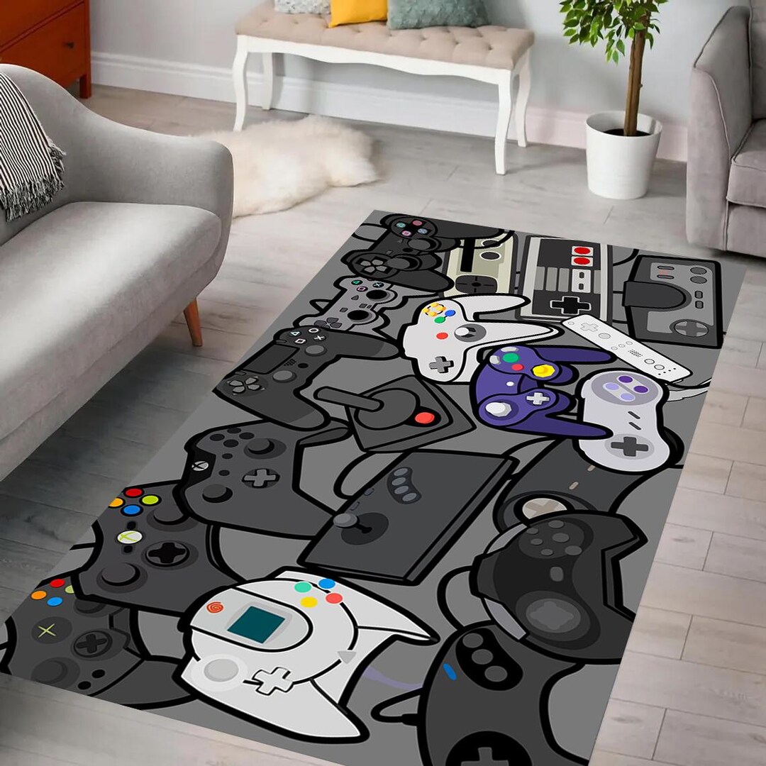 Retro Controller Rug Retro Gaming Rug, Controllers Rug, Gamer Haven Rug, Gamepads Rug ...