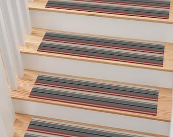 Stair Rug, Stair Carpet, Stair Runner, Stair Mat, Modern Step Rug, Stair Treads, Non-Slip, Gift, Striped Elegance Rug, Modern Home Decor