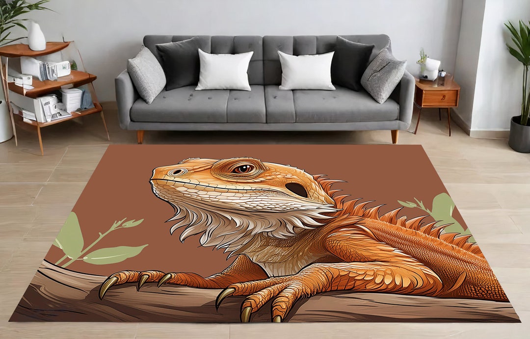 Cool Rug Lizard Bearded Dragon Rug, Lizard Rug, Living Room, Bedroom, Office, Non Slip ...
