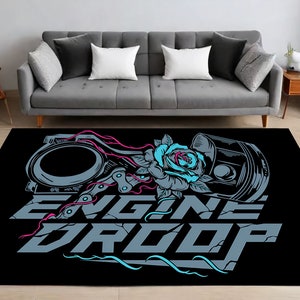 Car Rug, Man Cave Decor, Garage Decoration, Stickers Rug, Home Decor, Living Room Rug, Unique Design, Father&#39;s Day Gift , Engine Rug