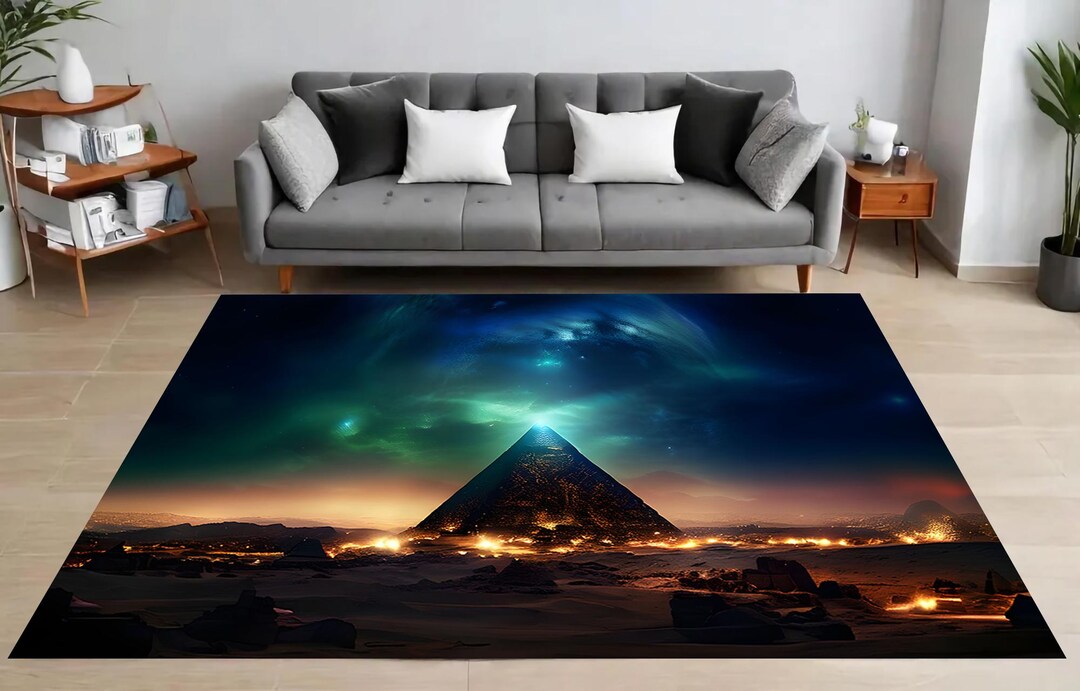 Interstellar Pyramid Rug, Cosmic Landscape, Giza Rug, Alien Sky ...