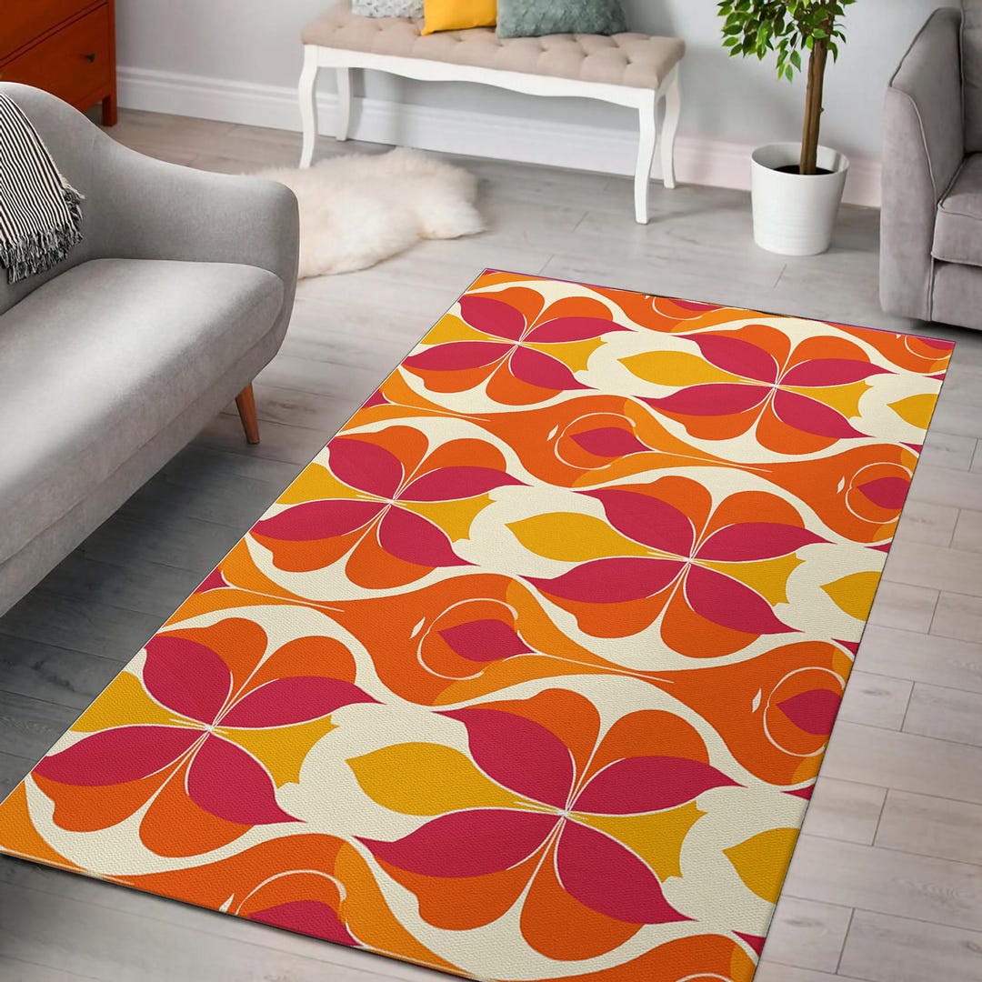 Power Rug Retro Rug, Flower Rug, Power Rug, Bold Rug, 70s Rug, Floral Design, Rug ...