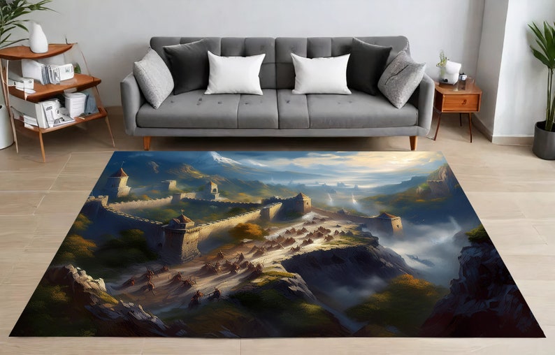 Knight Castle Rug Medieval Battle Rug Grand Castle Rug, Walls and Towers Rug, Fantasy Rug ...