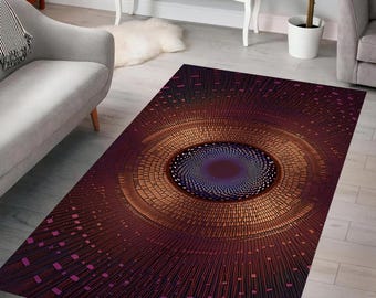 Abstract Geometric Rug, 3D Optical Illusion Rug, Hypnotic Rug, Futuristic Rug, Art Rug, Modern Rug, Home Decor, Living Room, Bedroom, Gift