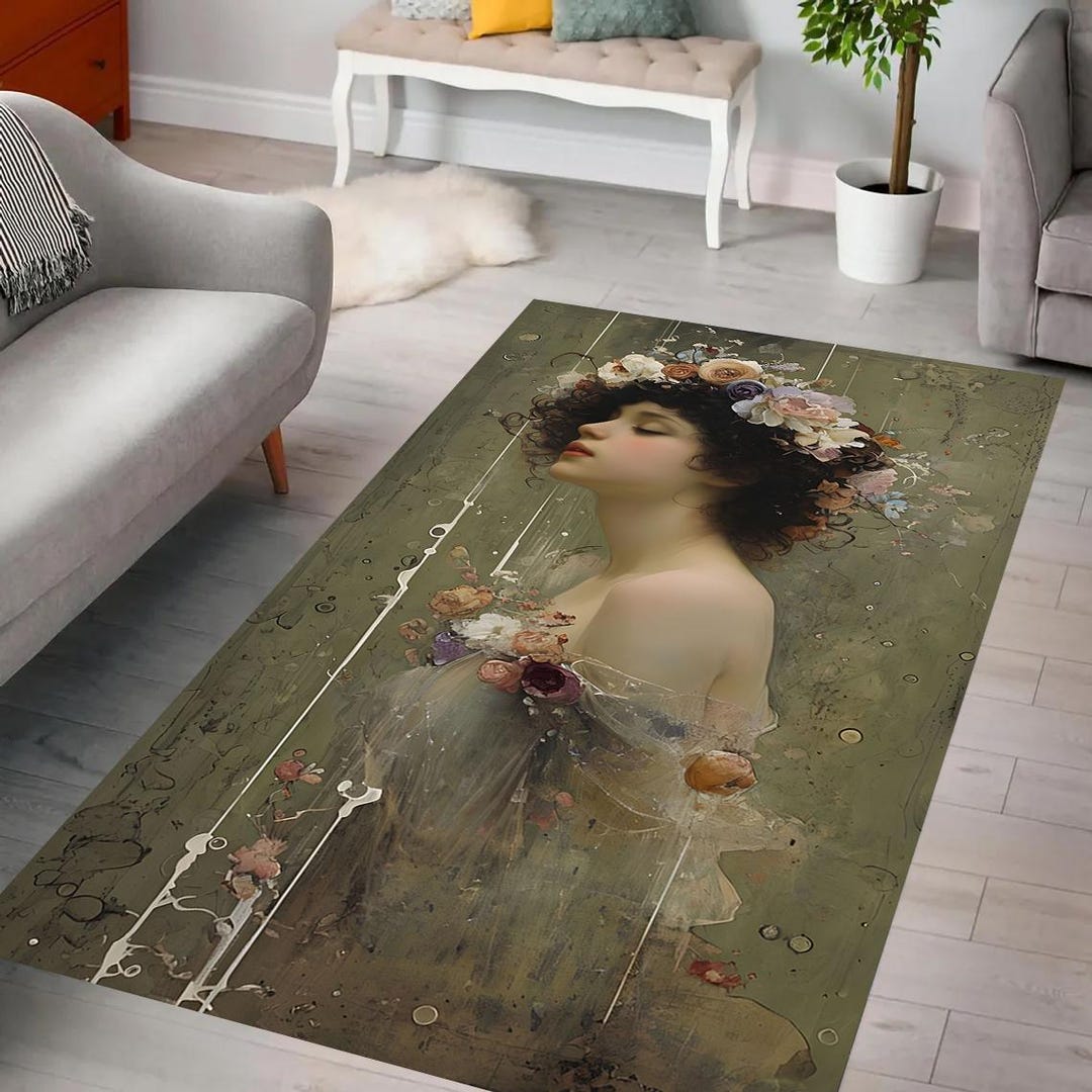 125×150cm モダンアート風ラグ 女性のシルエット 125×150cm モダンアート風ラグ 女性のシルエット - ラグ 125×150cm