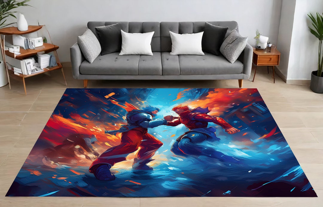Epic Rug Epic Battle Rug, Dynamic Street Fight Rug, Stunning Colors, Fantasy Rug ...