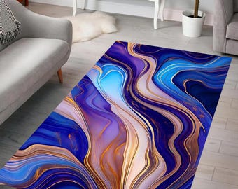 Abstract Ocean Flow Rug, Modern Art Design, Fluid Waves Pattern, Coastal Vibes, Floor Decor, Home Decor, Bedroom, Living Room, Gift Idea