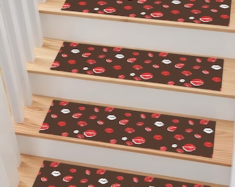 Stair Rug, Stair Carpet, Stair Runner, Stair Mat, Modern Step Rug, Stair Treads, Non-Slip, Gift, Kiss Print Rug, Playful Rug, Chic Design