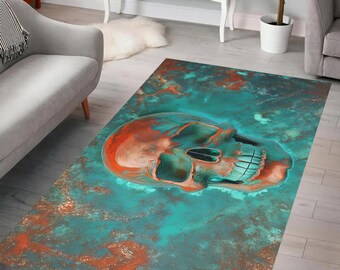Vibrant Skull Rug, Art Rug, Psychedelic Rug, Intricate Candy Skull Rug, Statement Piece, Modern Rug, Home Decor, Living Room, Bedroom, Gift