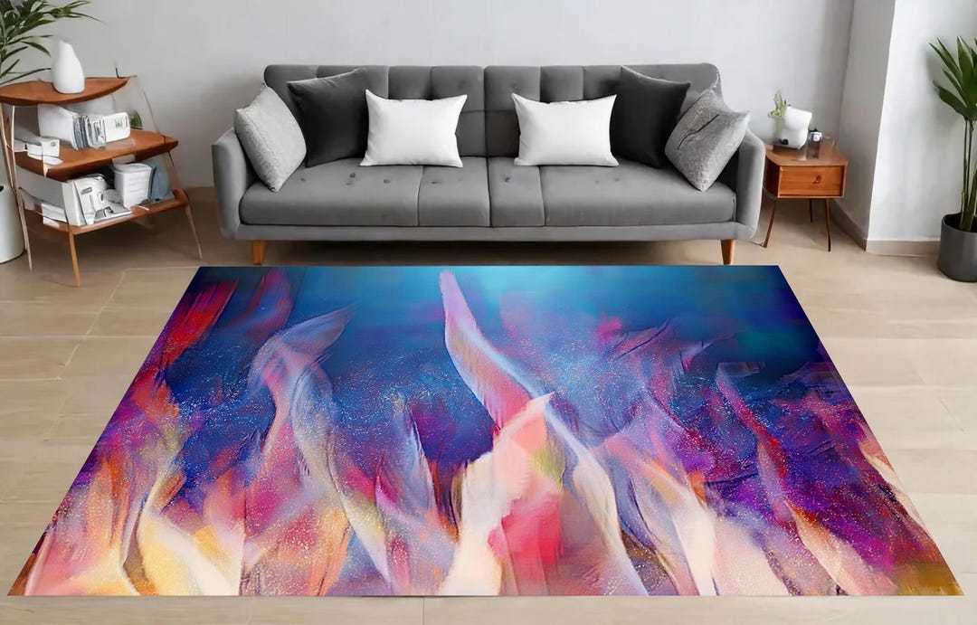 Cosmic Flames Rug, Abstract Fire, Light, Ethereal Flowing Design ...