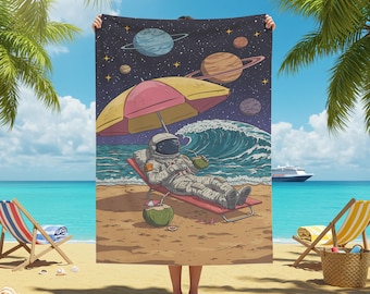Astronaut Beach Towel, Space Vacation Design, Cosmic Getaway, Outer Space Beach, Sci-Fi Lovers, Fun Summer Gift, Summer Gift, Gift for Her