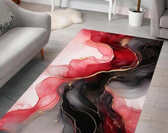 Abstract Wave Rug, Ink Flow Rug, Modern Glam Rug, Gold Glitter Rug, Luxury Rug, Art Rug Decor, Home Decor, Living Room, Bedroom, Gift Idea