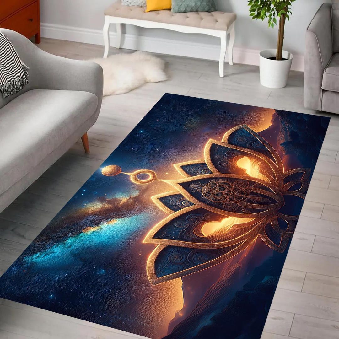 Lotus Mandala Rug, Sacred Geometry, Cosmic Harmony, Spiritual Art ...