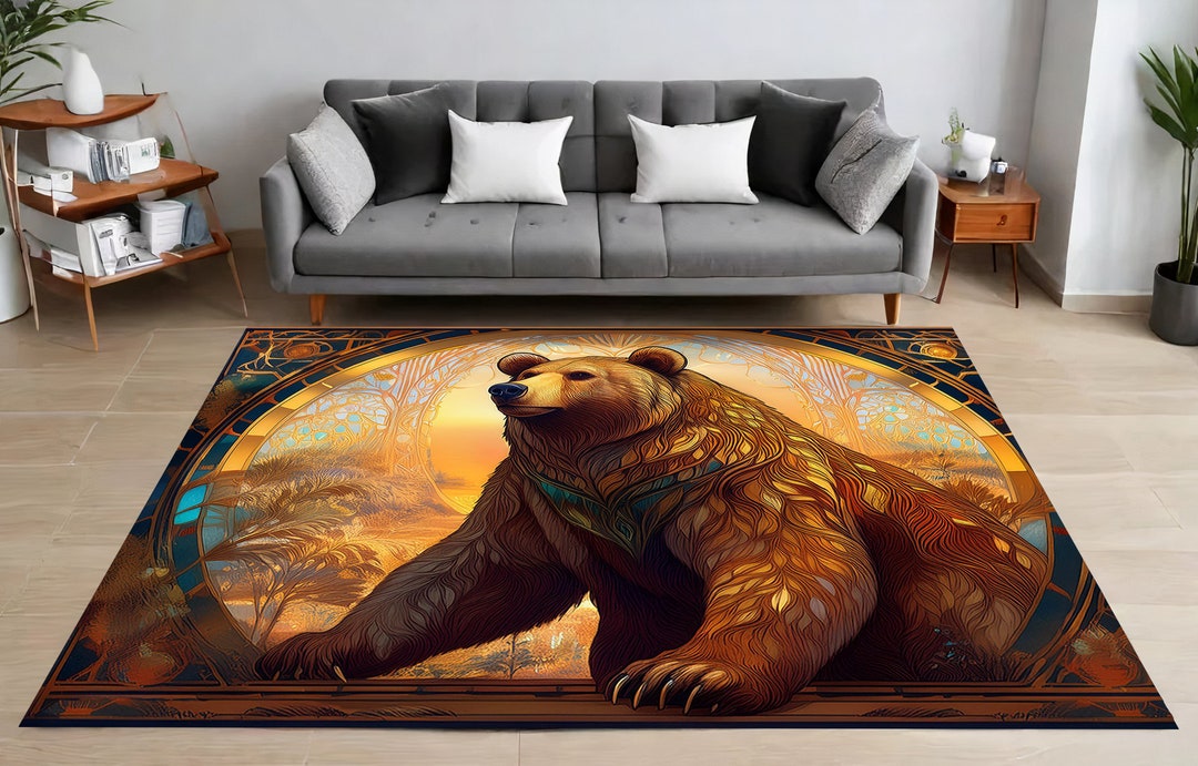 Majestic Bear Rug, Regal Brown Bear Rug, Warm Earth Tones, Intricate ...