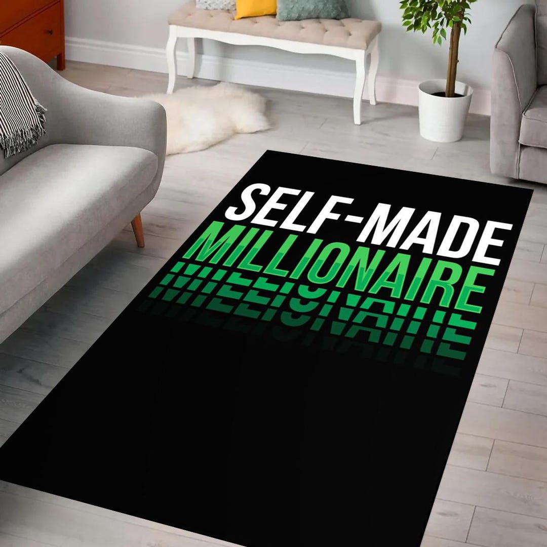 Self Made Millionaire Motivational Rug, Modern Success Inspired Decor ...