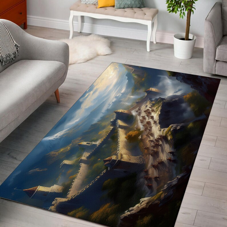 Knight Castle Rug Medieval Battle Rug Grand Castle Rug, Walls and Towers Rug, Fantasy Rug ...