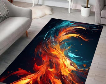 Fiery Abstract Rug, Dynamic Flame Rug, Water Rug, Swirl Design Rug, Modern Rug, Artistic Decor, Home Decor, Living Room, Bedroom, Gift Idea