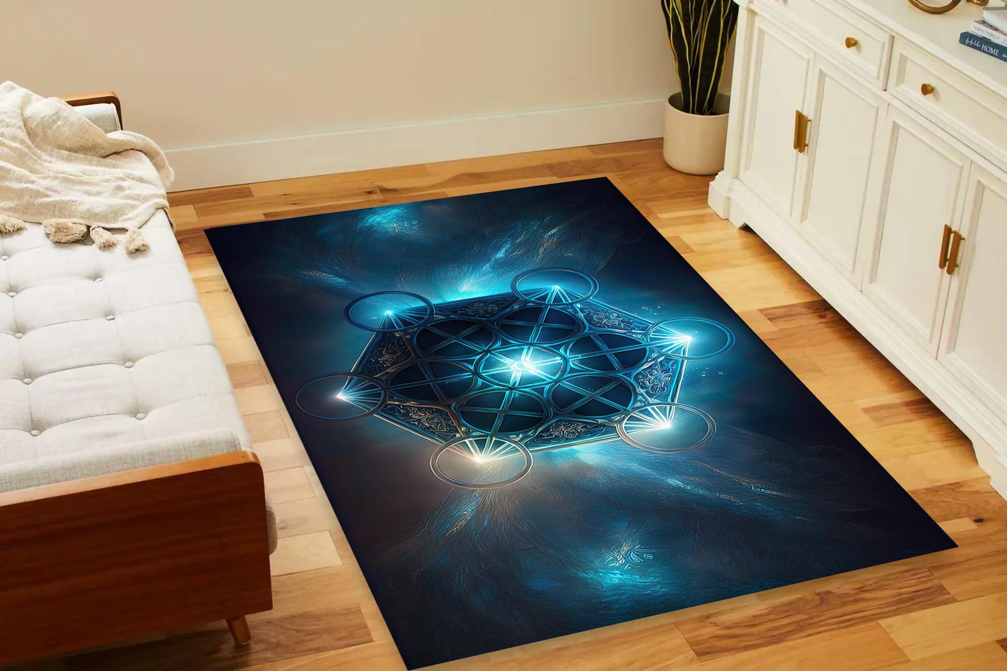 Metatron Cube Rug Metatron's Cube Rug, Sacred Geometry Rug, Cosmic Energy Design ...