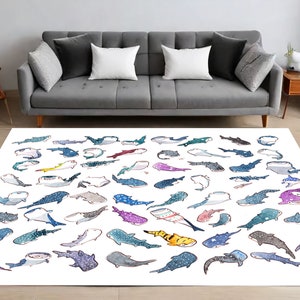Whale Shark Rug, Wonderland Rug, Colorful Cartoon Rug, kids Room, Play Area, Living Room, Bedroom, Non Slip, Home Decor, Perfect Gift