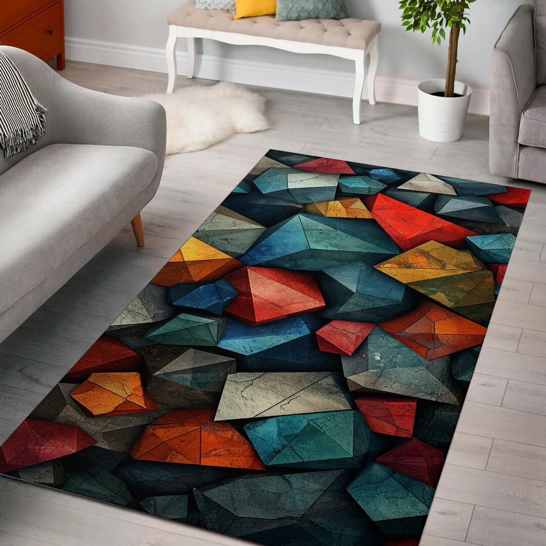 3D Rug, Colorful Rug, Stone Rug, Modern Rug, 3D Pattern Carpet ...