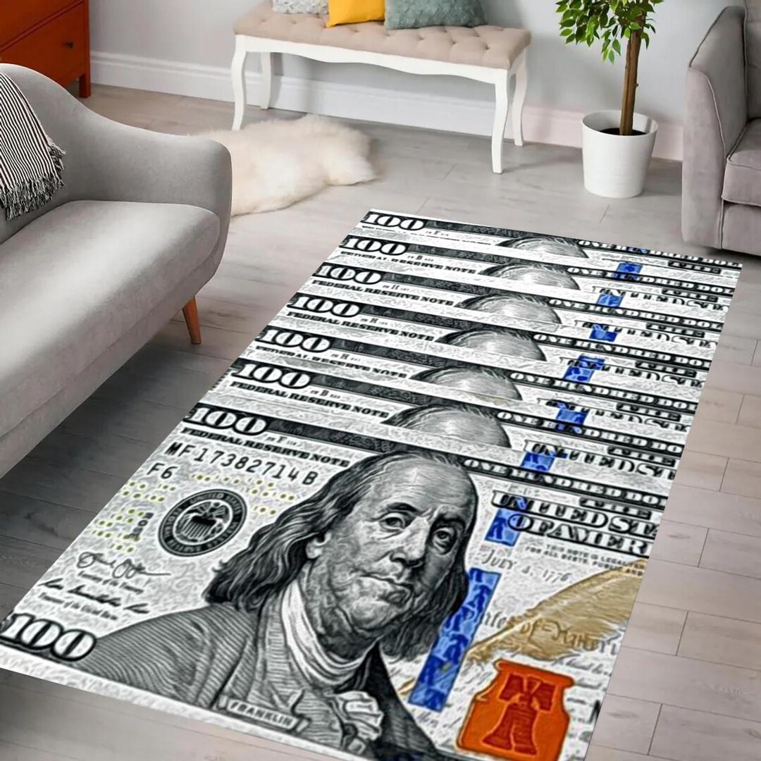 Money Texture Rug Money Aesthetic Rug, 100 Bill Design, Bold Statement Piece, Luxury ...
