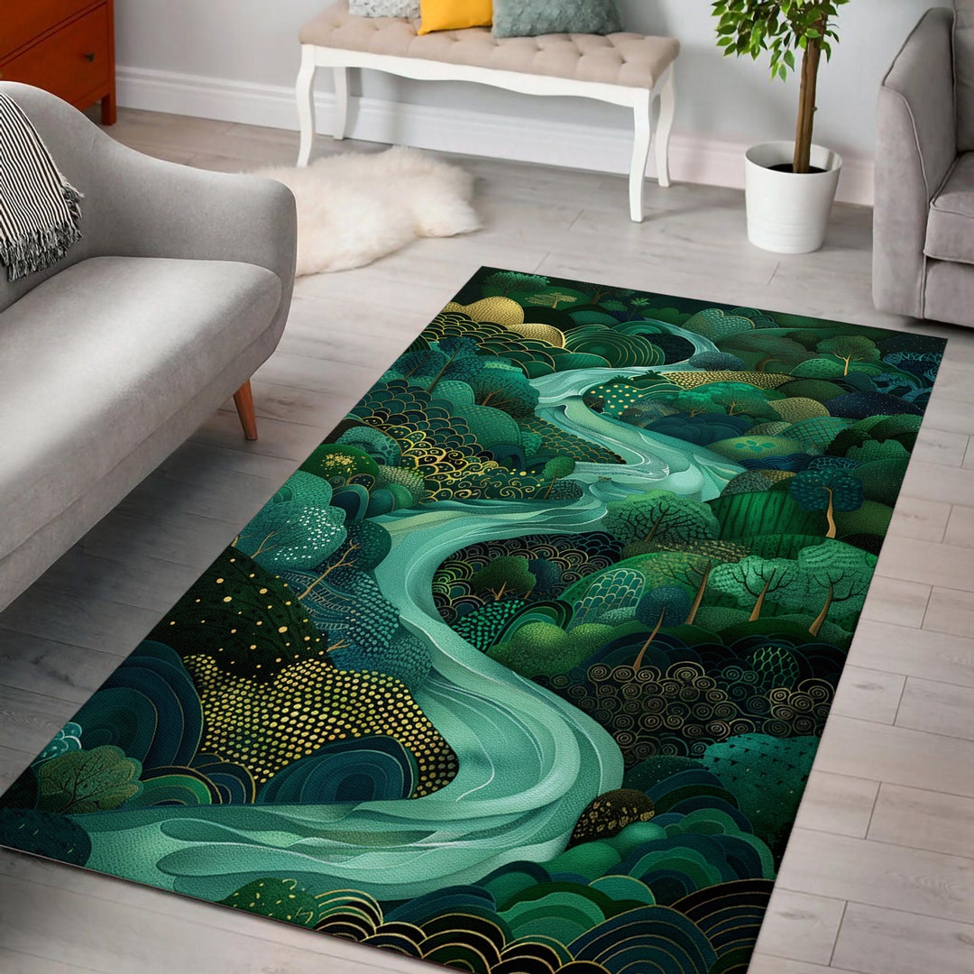 Enchanted Rug Enchanting Rug, Forest Rug, River Rug, Flowing River Rug, Living Room ...