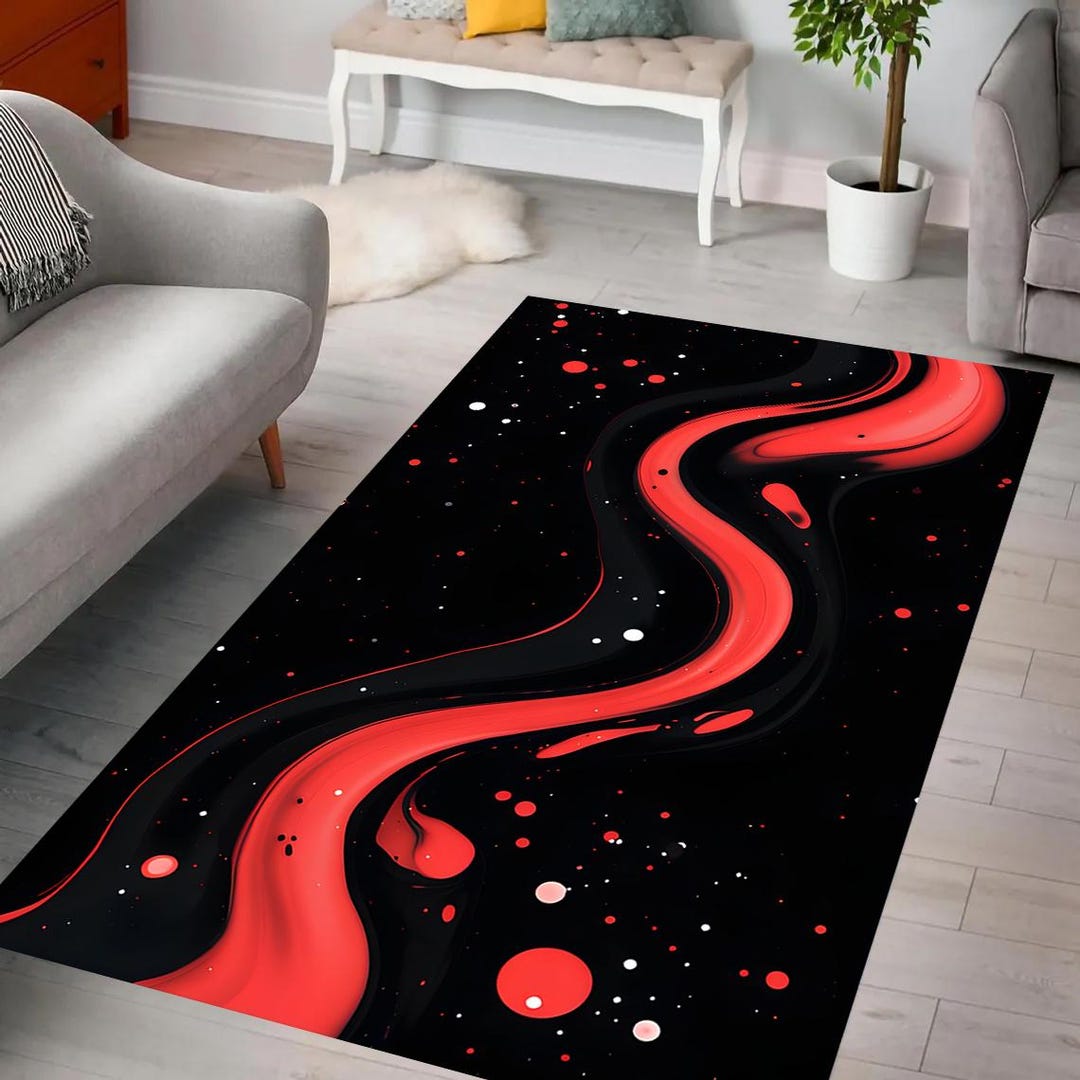 Fluid Art Rug, Bold Abstract Swirl Design, Modern Accent Piece ...