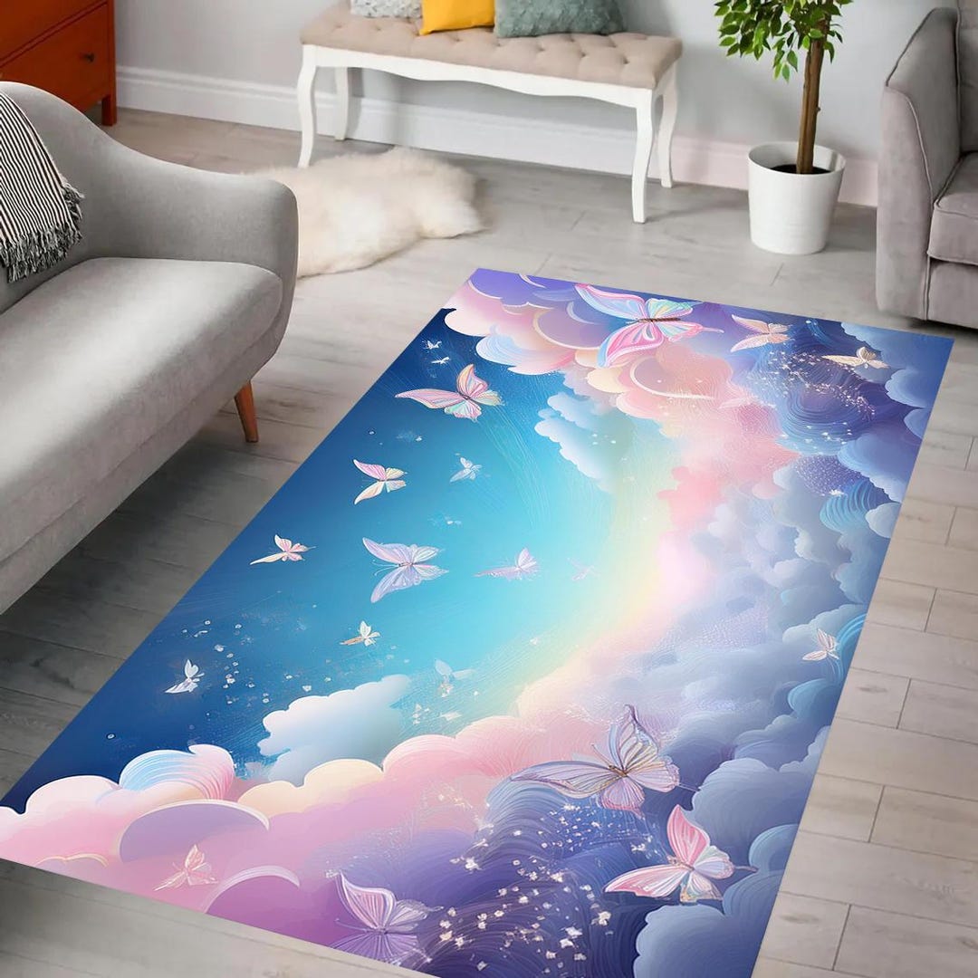 Tenafly Rugs Heavenly Butterfly Sky Rug, Dreamy Clouds, Playful Rug, Unique Rug ...