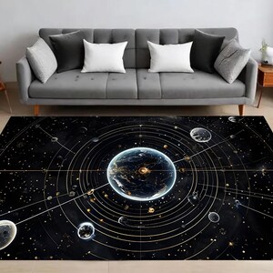 Kosmischer Karte Teppich, Kompliziertes Himmlisches Design, Universum, Galaxy Kunst, Astronomie Dekor, Dunkler Teppich, Wohnzimmer, Schlafzimmer, Geschenk Idee, Sie