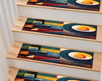 Stair Rug, Stair Carpet, Stair Runner, Stair Mat, Modern Step Rug, Stair Treads, Non-Slip, Modern Rug, Art Rug, Abstract Rug, Vibrant Rug
