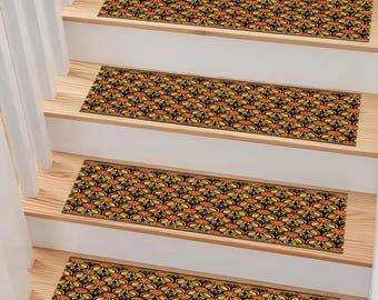 Stair Rug, Stair Carpet, Stair Runner, Stair Mat, Modern Step Rug, Stair Treads, Non-Slip, Gift, Home Decor, Rug Art, Gift ,Floral Rug
