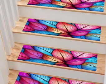 Stair Rug, Stair Carpet, Stair Runner, Stair Mat, Modern Step Rug, Stair Treads, Non-Slip, Gift, Home Decor, Rug Art, Gift ,leaves Rug