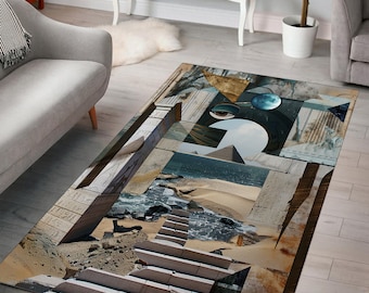 Abstrakter Teppich, Kunstteppich, Moderner Teppich, Bürodekor, Schlafzimmer, Wohnzimmer, rutschfester Teppich, Geschenk für Zuhause, Valentinsgeschenk, Bunt