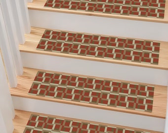 Stair Rug, Stair Carpet, Stair Runner, Stair Mat, Modern Step Rug, Stair Treads, Non-Slip, Gift, Geometric Harmony Rug, Modern Art, Retro