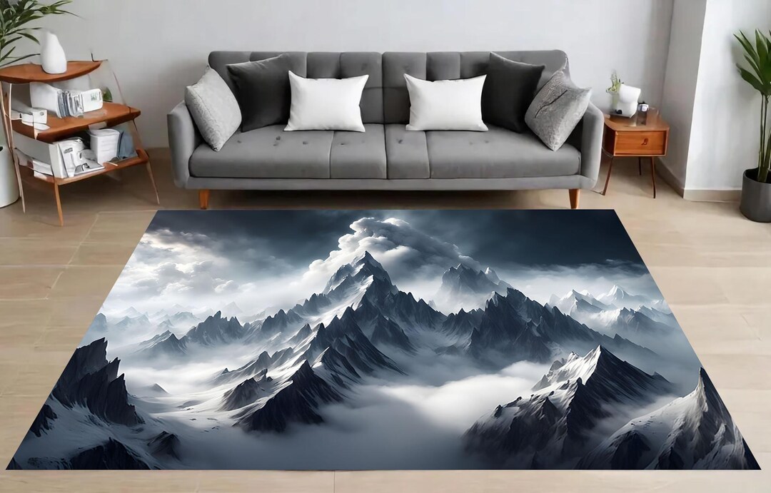 Majestic Mountain Rug, Snowy Peaks Rug, Clouds Rug, Winter Landscape ...