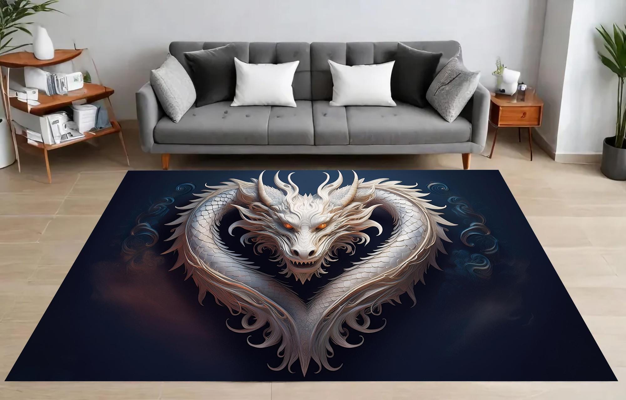 Blue eyes white dragon rug - Etsy 日本