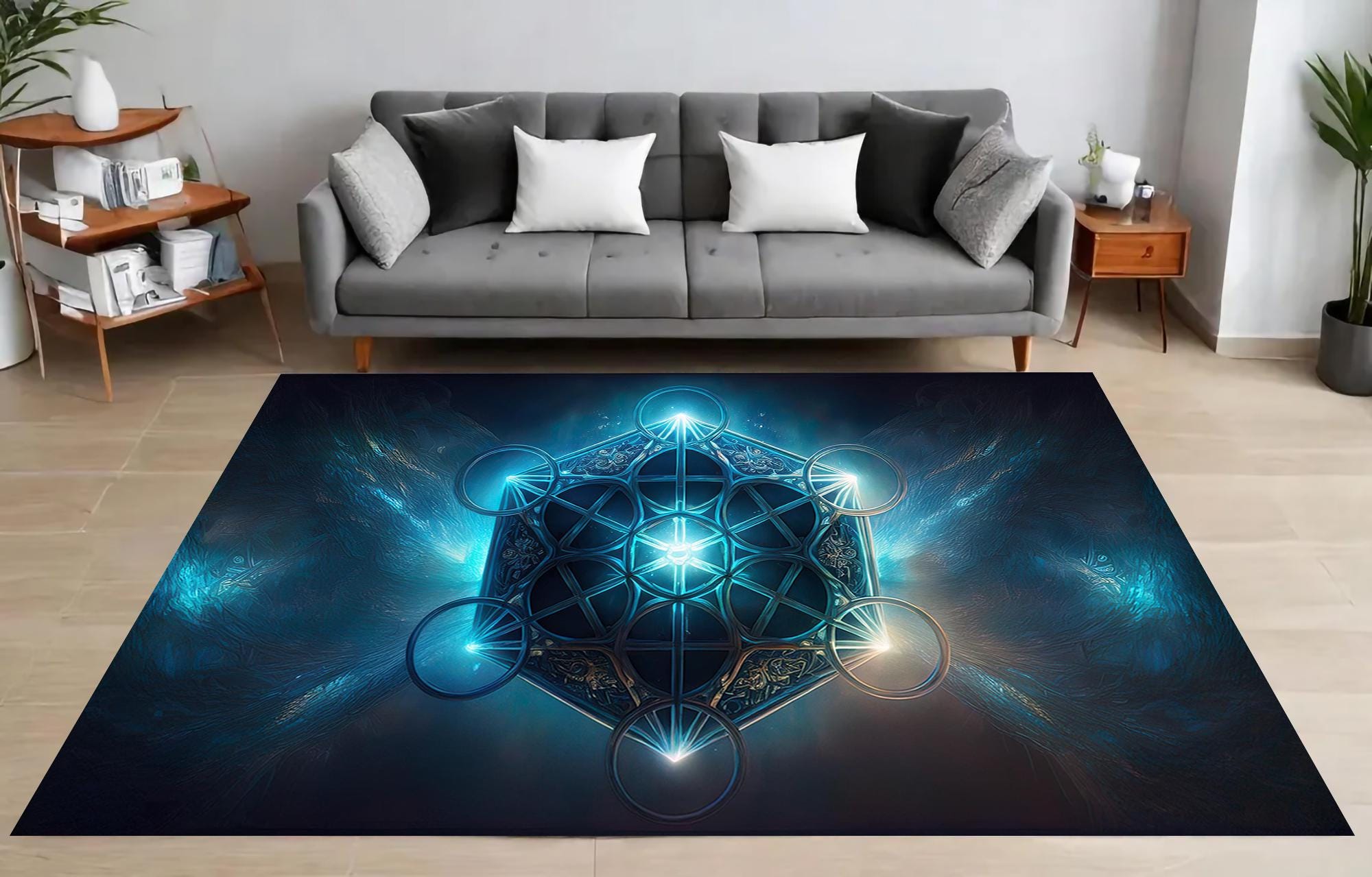 Metatron Cube Rug Metatron's Cube Rug, Sacred Geometry Rug, Cosmic Energy Design ...