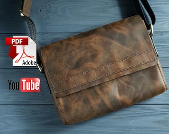 Patrón PDF para bolso bandolera de cuero para hombre: Bolso bandolera DIY con vídeo