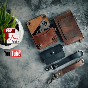 Padrão de porta-cartões de couro PDF 3 em 1 | Padrão de mini carteira | Padrão de carteira de cartão | Padrão de carteira | Modelo | Tutorial | Padrão de couro