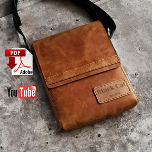 Leder Crossbody Tasche Schnittmuster |  Ledertasche Muster | Messenger Tasche Muster | Vorlage | Anleitung | Ledermuster | PDF Schnittmuster