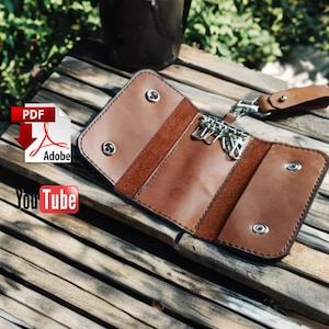 Leather key holder pattern PDF | Leather keychain pattern | Key holder tutorial | Leather pattern | Leather key holder template