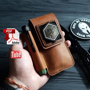 Fondina in pelle per coltello pieghevole modello PDF / Fondina multiuso / Fodero / Fondina per torcia / Organizer tascabile EDC / Modello / Tutorial
