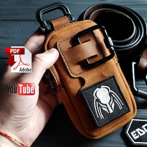 Leder Gürteltasche Schnittmuster PDF | EDC Taschen Schnittmuster | Etui aus Leder | Gürteltasche | Vorlage | Anleitung | Ledermuster | PDF Schnittmuster