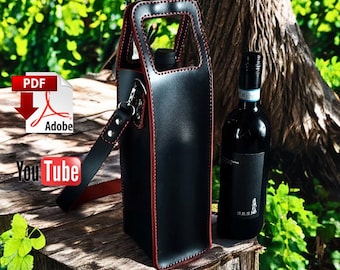Leather Wine Tote Bag PDF Pattern: DIY Bottle Cover, Whiskey Carrier (Video Tutorial)