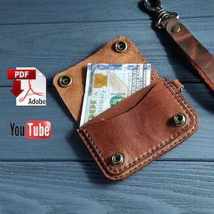Padrão de porta-cartões de couro PDF | Padrão de carteira de couro | Padrão de bolsa de couro | Chaveiro de couro | Modelo | Tutorial | Padrão de couro