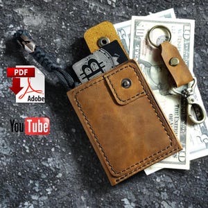 Patrón PDF de billetera EDC de cuero / Billetera pequeña delgada / Tarjetero / Monedero simple / Plantilla / Patrón de costura PDF con videotutorial